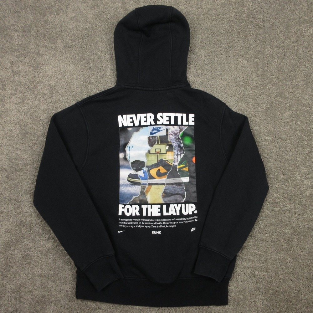 Nike Sweater Mens Medium Black‎ Fleece Dunks Graphic Pullover Hoodie Sweatshirt